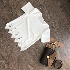 White Scalloped Top